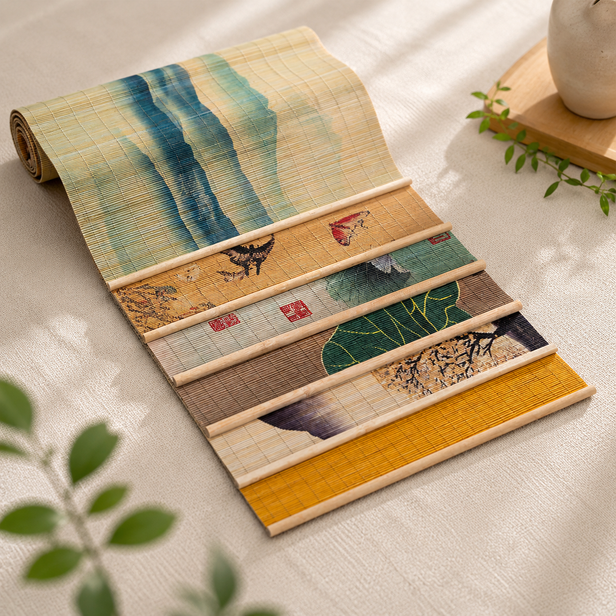 Oriental Landscape Bamboo Tea Mat